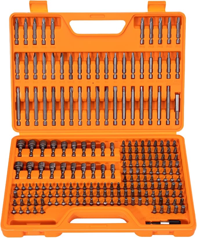 208-Piece Professional Screwdriver Bit Set, 1/4" Hex Shank Chrome Vanadium Steel Driver Bit Set, Includes Security Bits, Nut Driver and Bit Holder