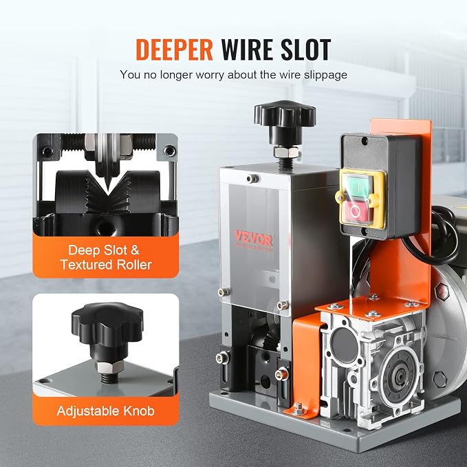 VEVOR Electric Wire Stripping Machine, 0.06''-1.18'' Automatic Wire Stripper, 180 W, 60 ft/min with Visible Stripping Depth Reference Electric Wire Stripper, Copper Stripper