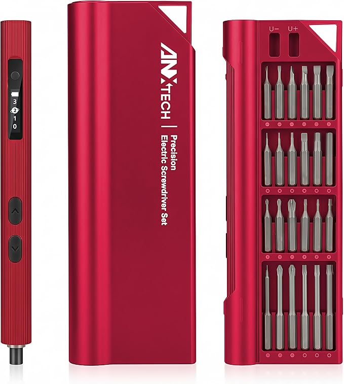 Mini Electric Screwdriver Kit, Electric Screwdriver Cordless, 48 Magnetic Bits, 3 Torque Settings, 52 in 1 Electric Screwdriver Set for Electronics, Camera, rc Cars Repair (Red)
