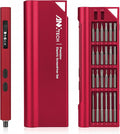 Mini Electric Screwdriver Kit, Electric Screwdriver Cordless, 48 Magnetic Bits, 3 Torque Settings, 52 in 1 Electric Screwdriver Set for Electronics, Camera, rc Cars Repair (Red)