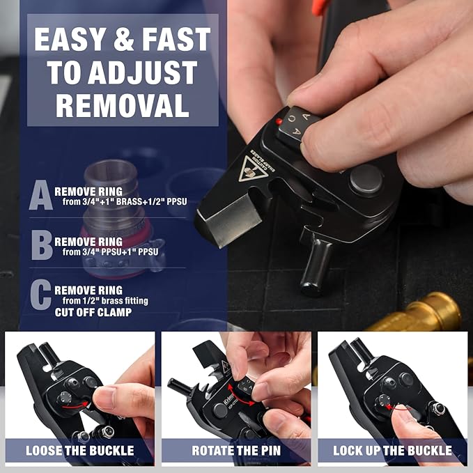 PEX Crimping Toolset for 3/8, 1/2, 3/4&1-inch Copper Rings w/Copper Ring Removal Tool