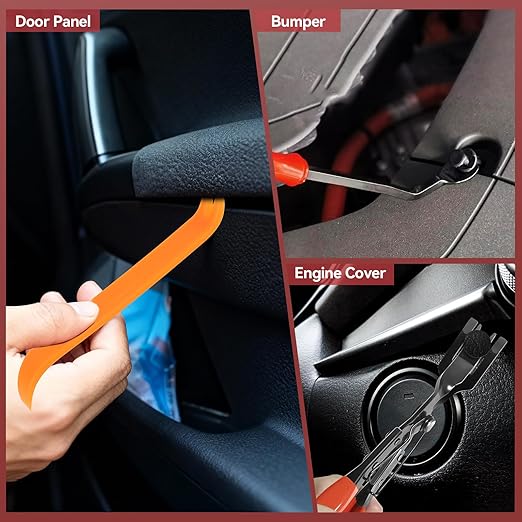 620PCS Auto Retainer Clips Kit with Trim Removal Tools and 3-Layer Organizer Box, 16 Sizes Black Push Type Rivets Fasteners for Car Bumper, Fender, Door Panel and Interior Repair