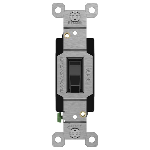 ENERLITES 4-Way Toggle Light Switch, Four Way, Side Wiring, Copper Wire Only, Grounding Screw, Residential Grade, 15A 125VAC 60Hz, UL Listed, 84150-BK, Black