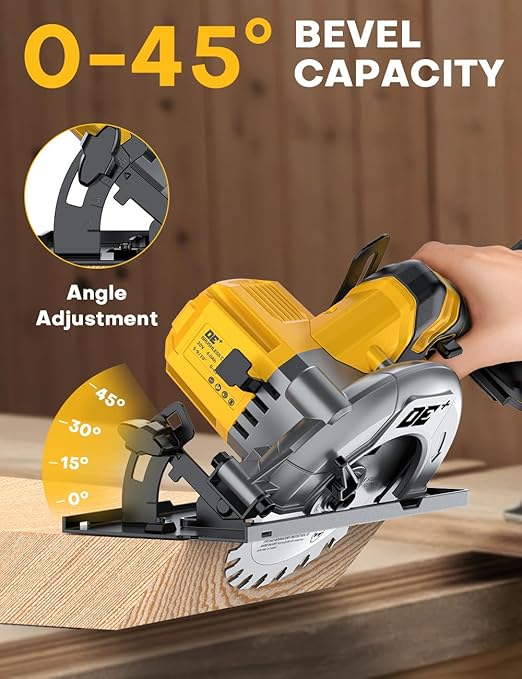 Brushless Cordless Circular Saw, for DeWalt 20V Max Battery, 6-Inch Aluminum Alloy Blade, 5900 RPM, 4.2 Lbs Lightweight, Cutting Depth 2-1/20" (90°), 0-90° Bevel, Hex Wrench, Rip Guide, for Wood, PVC