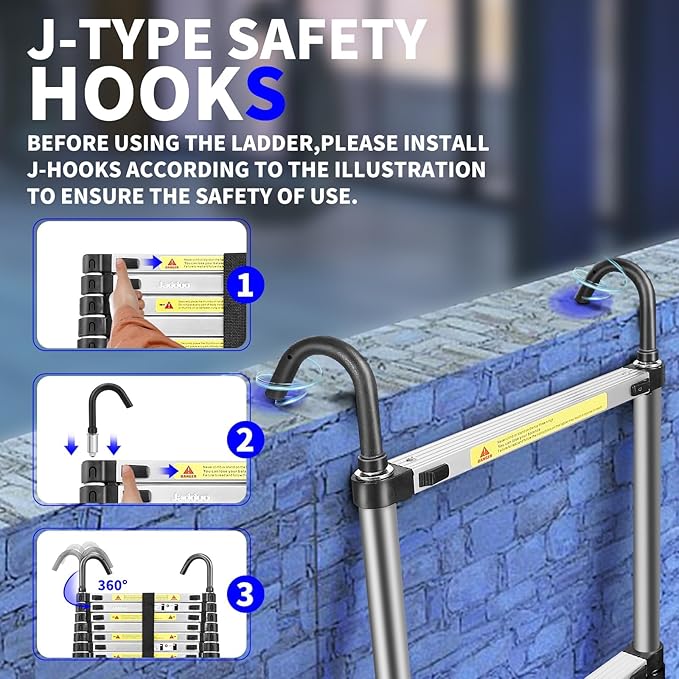 JADDUO Telescoping Ladder,21.3 FT Extension Ladder,Aluminum Lightweight Telescopic Ladder with 2 Triangle Stabilizers,RV Ladders for Travel,Collapsible Ladders for Home
