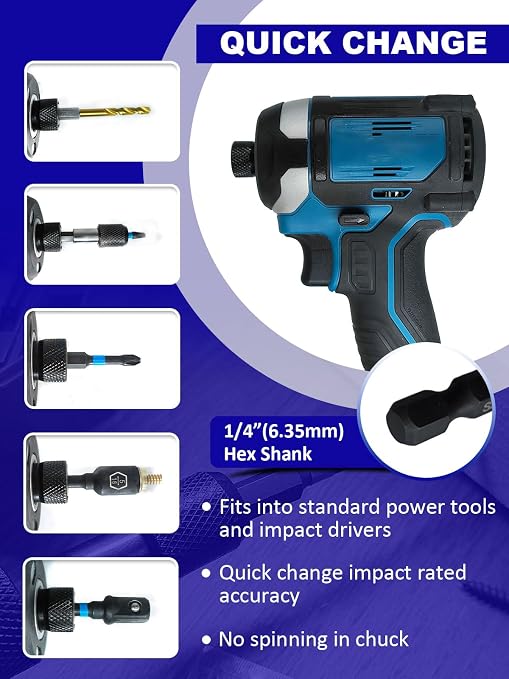 JEFE HEX 48pcs Impact Screwdriver Bit Set, HSS Titanium Coated Hex Drill Bit Set, Impact Drill Bit Set for Heavy Duty Precision Driving, Drilling Ideal for DIY Projects and Professional Use
