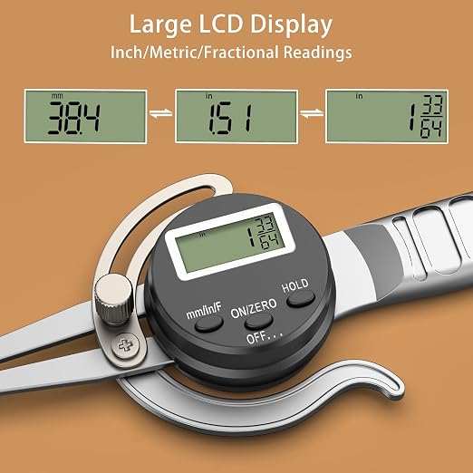 HDLNKAK Digital Inside Caliper Gage, Favor 0.5"-7” Metric/Fractional/Decimal Readings, Alloy Jaws, Digital Circular Caliper with Hold Function for Woodworking.
