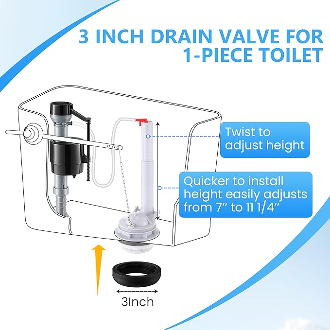 Saillong 3 Inch Toilet Flusher Replacement Kit, Include 3 Inch Adjustable Flush Valve with Flapper, Fill Valve, Front Flush Handle, Rubber Gasket, Bolts, Complete Toilet Parts Inside Tank Kit (2 Pack)