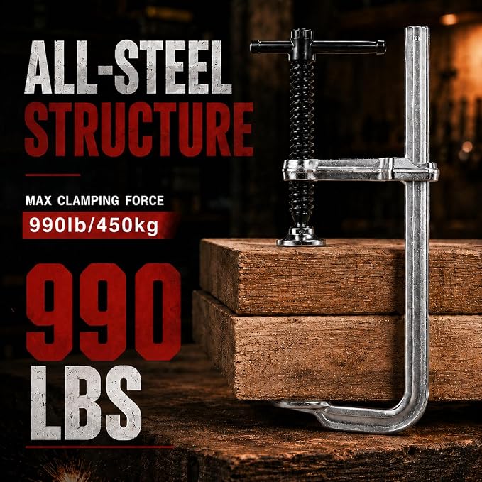 4-Pack Heavy Duty F-Style Welding Clamps, 990 LB Clamping Force