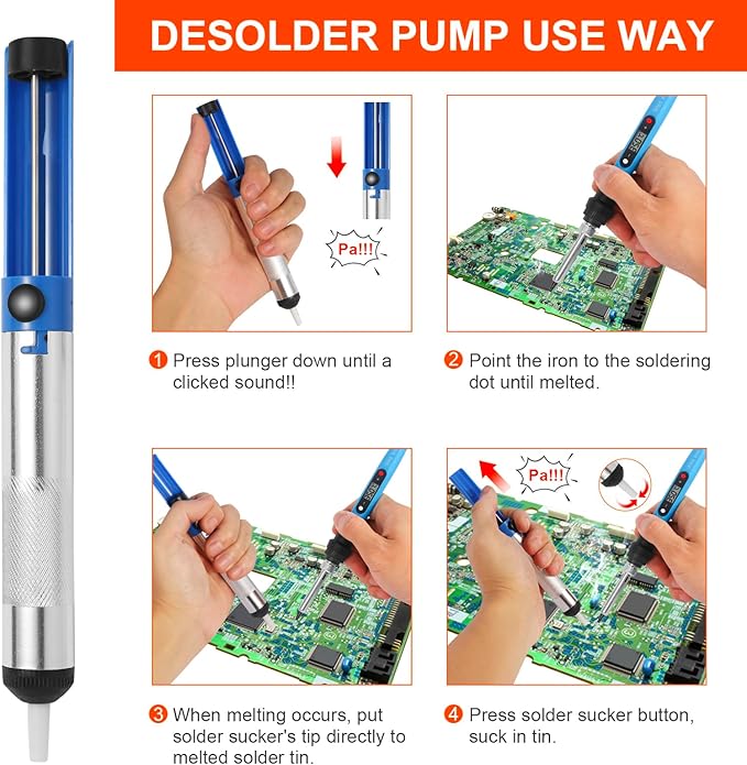 FEITA Soldering Iron Kit for Electronics, 14 in 1 Welding Tools Kit with Switch 80W LCD Adjustable Temperature Solder Iron, 2 Solder Wire, Flux, 5 Soldering Tips, Desoldering Pump, Stand, Tweezers