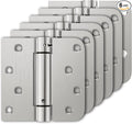 Luxbaro 6 Pack Self Closing Door Hinges, 4 Inch Spring Loaded Hinges with Square & 5/8'' Radius Corners, Adjustable Tension for Garage, Front Door, for Left and Right Hand Door, UL Listed