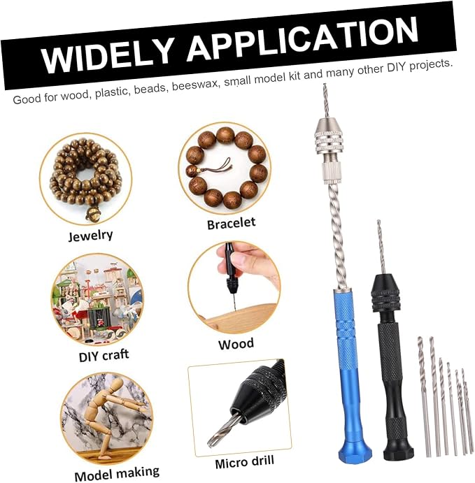 HOMSFOU 3sets Hand Drill Steel Jewelry Drills Pin Vise for Precision Hobby Work and More Durable and Easy to Operate