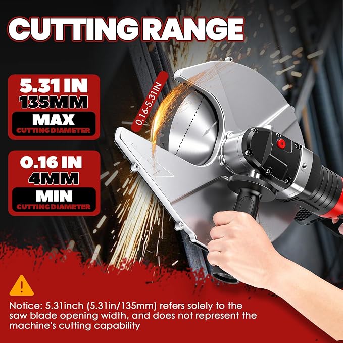 NEWTRY Cordless Rebar Cutter Cutting up to 5.31”(4-135mm), 36V Electric Rebar Cutter, Cordless Cutting Edge Saw Cutting Speed 4-5S Portable Rebar Cutter with Suitcase