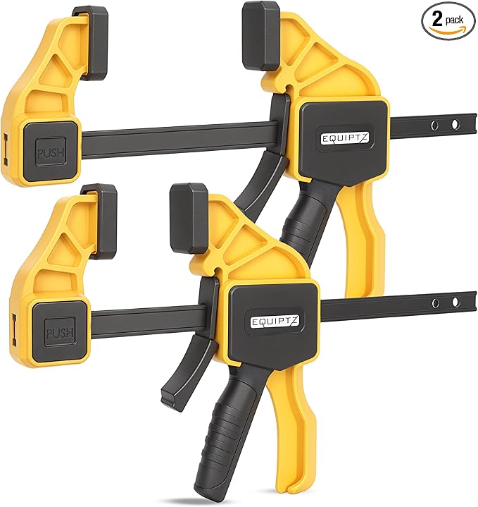 EQUIPTZ 12 inch Bar Clamps for Woodworking – 2 Pack Quick Grip Clamps Set with 150 lbs Force – Wood Clamps for Gluing, Carpentry, DIY, and Metalworking (12 inch Size, 2 Pack)