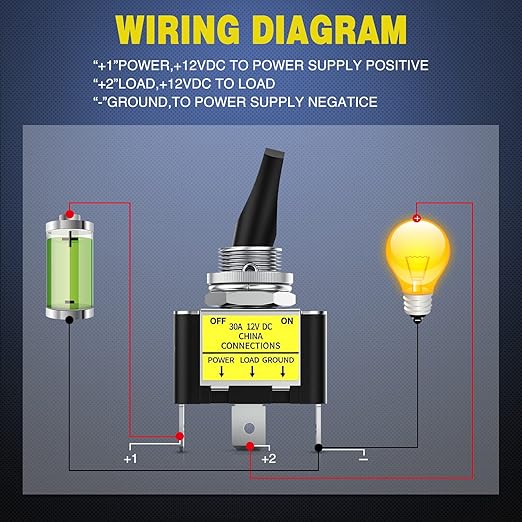 Nilight 5PCS LED Toggle Switch ON Off 12V 30A Blue LED Lighted Metal Switch Heavy Duty SPST 3 Pin Rocker Switch 12mm Mounting Hole for Automotive Cars Trucks Boats Racing Cars,2 Years Warranty