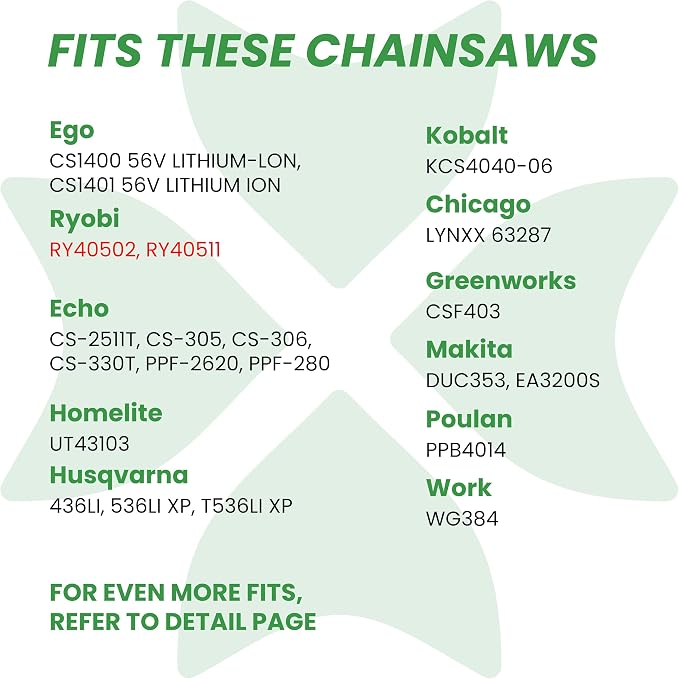 BYANE 14-Inch Carbide Chainsaw Chain 3/8"LP Pitch .043" Gauge 52 DL | Fits Milwaukee M18 FUEL (2727-20), EGO CS1400, Ryobi, and Makita XCU03