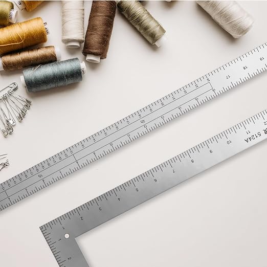 Kearing 24" x 14" L-Square Ruler with Multi-Scale French Curve, Professional Fashion Designer's Sewing Ruler for Pattern Making, Quilting, Design