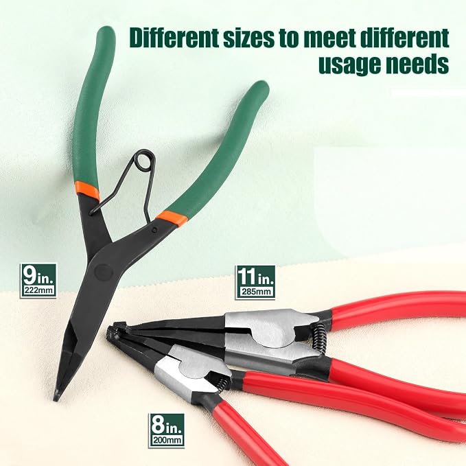 SPEEDWOX 9 inch Angle Tip Lock Ring Pliers with Hole Flat Nose