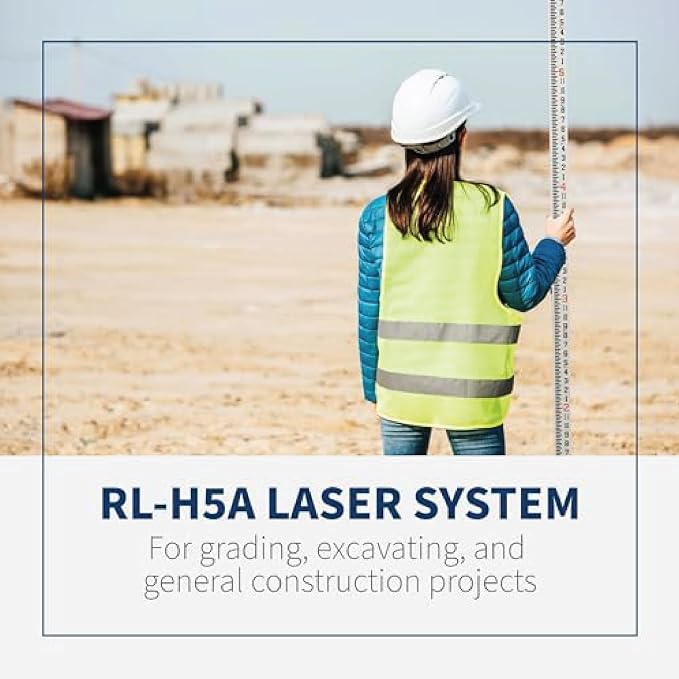 Topcon RL-H5A Laser Transit Leveler Kit - LS-80X Rotary Laser Receiver with Rod Bracket - 36-60in Precision Level 360 Laser Tripod - 13ft Fiber Rod Level Tool with Inch Increments for Construction