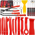 Keze 24Pcs Trim Removal Tool Set with Pick & Clip Removal Tool, Sticker Scraper, Automotive Plastic Pry Tool, Car Panel Door, Stereo, Fastener Remover Kit, for Auto Interior, Molding, Dash(Red)