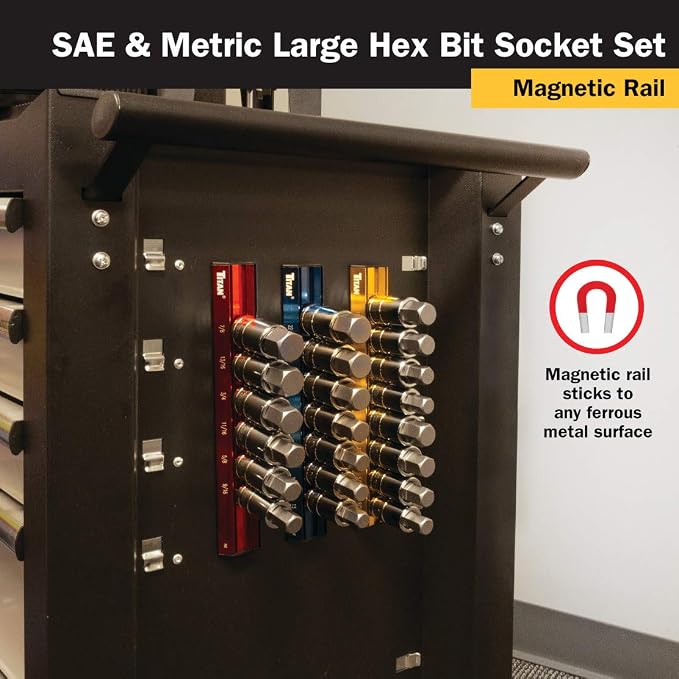 Titan 16132 SAE/Metric Large Hex Bit Socket Set - 8 Piece
