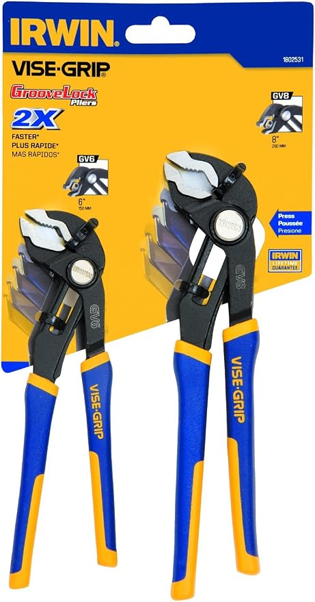 IRWIN VISE-GRIP Pliers Set, V-Jaw, 2 Pieces (1802531), Blue