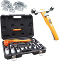 Ratcheting Pipe Tube Bender Set 1/4" to 7/8" O.D., 90° Forward & Reverse Bending Tool W/ 7 Dies, Pipe Cutter & Deburring Tool, Portable Case for HVAC, Refrigeration, Plumbing & Hydraulic