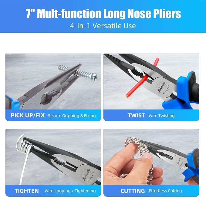 Needle Nose Pliers 6.5" Long Nose Pliers for Wire Bending, High Carbon Steel Needle Nose Plier, Serrated Jaw Pliers for Jewelry Making, Electronics Repair, Object Grasping, Craft Making