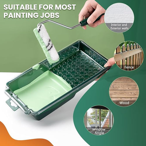 100 Pack 4 Inch Microfiber Paint Roller Covers with 2pcs Anti Rust Metal Roller Frames, Professional Grade Painting Tools for Walls, Ceilings, Furniture