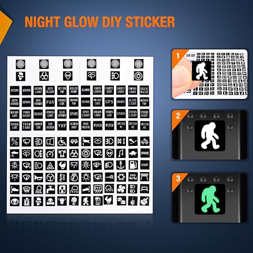 Nilight 3 Pack Rocker Switches with Night Glow DIY Stickers On Off Toggle 5 PIN SPST LED Light Blue Backlit 12V/24V for Cars Trucks RVs Boats Auto Motorcycles