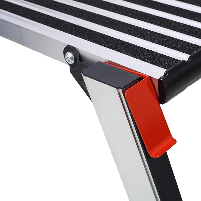 Step Platform, Aluminum Folding Work Platform with Non-Slip Surface 330 lbs Load Capacity Scaffolding Platform and Gorilla Ladder Alternative for Home Improvement Painting Cleaning Auto Detailing