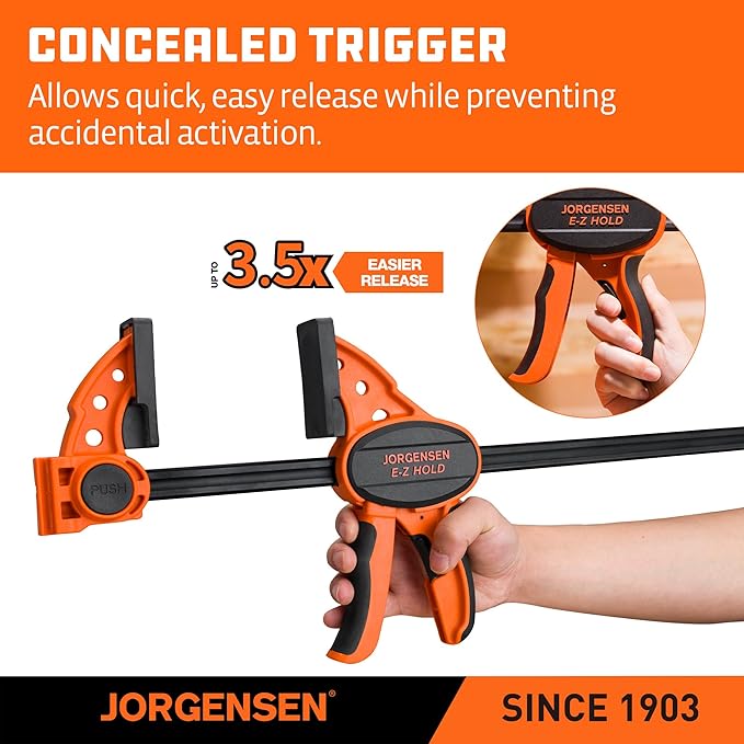 Jorgensen 24" One Hand Clamp/Spreader - 2-pack, Medium Duty, E-Z Hold Bar Clamps Set