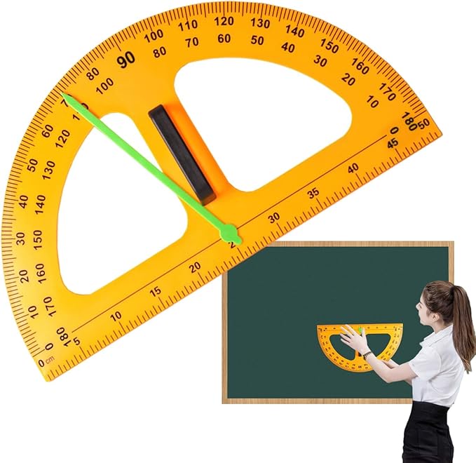 Large Teaching Protractor - Large Classroom Protractor | Digital Design Math Teaching Protractor | Oversized Teaching Compass Protractor | Erase Board Teaching Protractor for Engineer Dry Erase Board