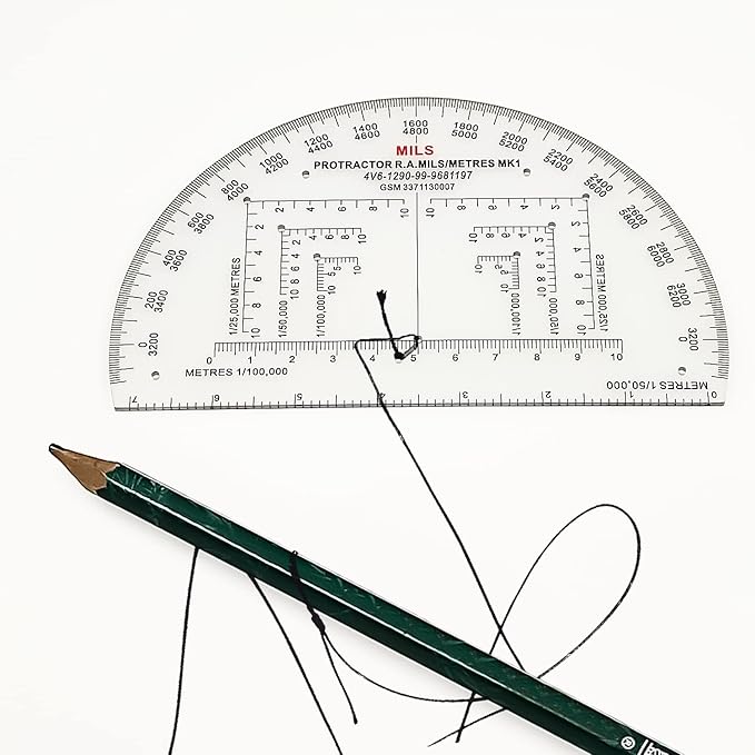 CYA Military Map Protractor for Land Navigation, Military Style UTM/MGRS Coordinate Scale, 6" RA