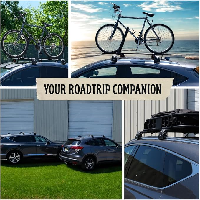 ERKUL Heavy Duty Roof Rack Cross Bars for Kia Sportage 2011-2016 | Upgraded Aero Aluminum Crossbars with Smart Clamp System | Compatible with Flush Rails - Black