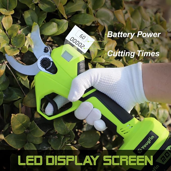 Electric Pruning Shears 40mm (1.6 inch), Cordless Pruner Heavy Duty with LCD Display, 20V Power Scissors Brushless for Gardening, Battery Pruning Shears with SK5 Blades (2 * 2.0Ah)