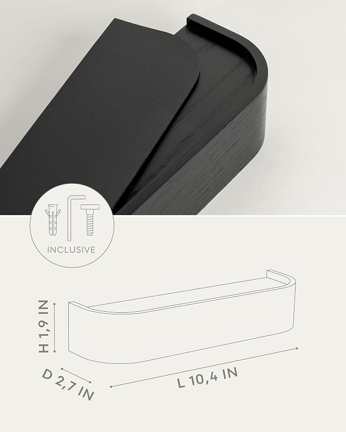 Kazai. Key Holder 'Toke' | Minimalist Key Hook Design from Berlin | Modern Key Holder Wall Mount with Wooden Shelf | Key Rack for Wall as Entryway Organizer | Oak, Black