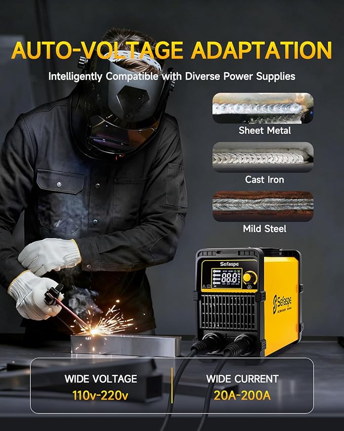 Stick Welder, 2026 Newest [Large LED Display] ARC 200Pro Welding Machine 110V/220V 200A with Synergic Control, IGBT Inverter Portable Welder Machine with Hot Start, Arc force and Anti-Stick