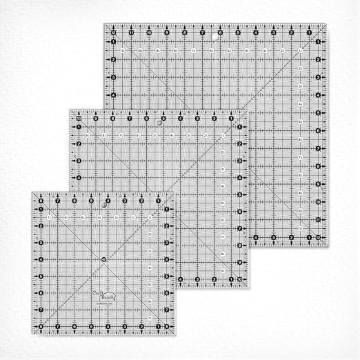 3 Non-Slip Square Quilt Template Rulers - 8.5", 10.5", 12.5"