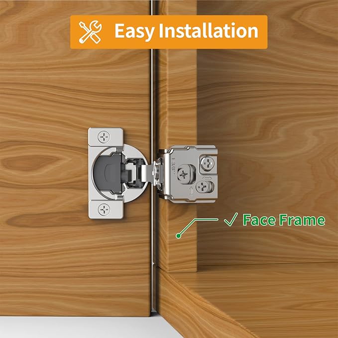 Chibery 30 Pack 1-3/8" Overlay 3D Soft Close Concealed Hinge for Face Frame Door, Satin Nickel, Hidden 105 Open Angle Stainless Steel Hinge for Kitchen Cabinet Door