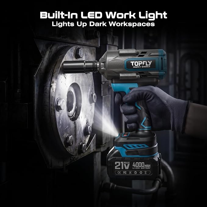 Impact Wrench 1500N.m(1106Ft-lbs) Brushless, 1/2 High Torque Impact Gun with 2x4.0Ah Batteries, Cordless Impact Wrench, 4 Variable Speeds, 3500RPM Impact Driver for Car/Heavy Truck/Pickup