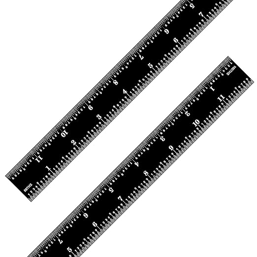PEC Tools 12-inch Steel Ruler, High-Precision Metal Ruler, Stainless Steel, 16R Graduation (1/32", 1/64", 1/50", 1/100") High Contrast, Easy to Read Machinst Rule for Professionals, Made in USA