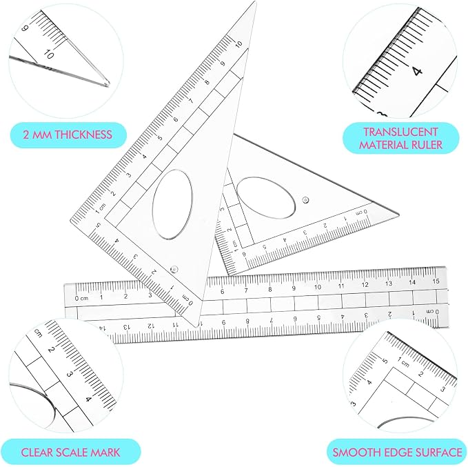 Zonon 36 Sets Math Geometry Kit Student 10 Pcs Shatterproof Storage Box Includes Compass, Rulers, Protractor, Eraser, Pencil Sharpener, Lead Refills, Pencil for Back to School Students Class Teacher