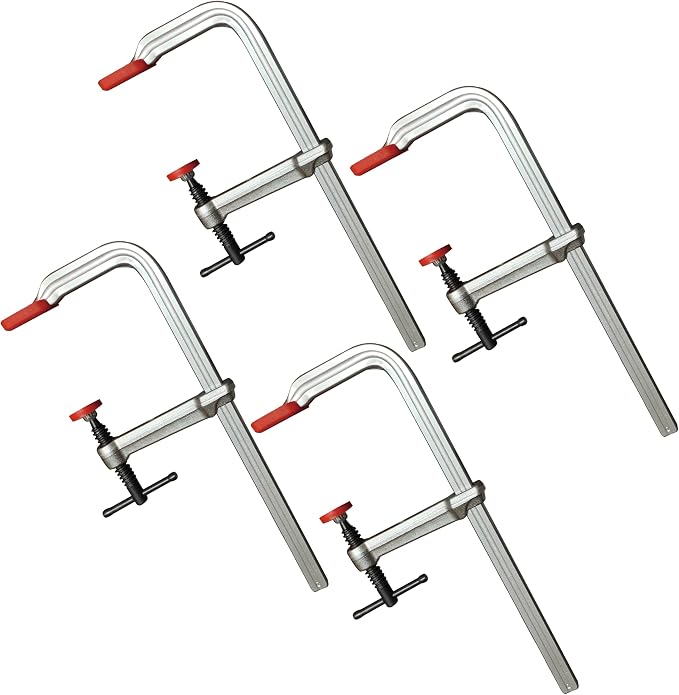 HimaPro 12 Inch Heavy Duty Bar Clamp Set, 4 Pack – Drop Forged Steel F-Clamps with 1200 lbs Load Capacity and 4-3/4 Inch Throat Depth for Welding, Woodworking, and Metalworking