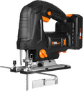 WEN Cordless Jigsaw, Brushless with Auto-Speed, 20V Max 4.0Ah Lithium Ion Battery, and Charger (20670)