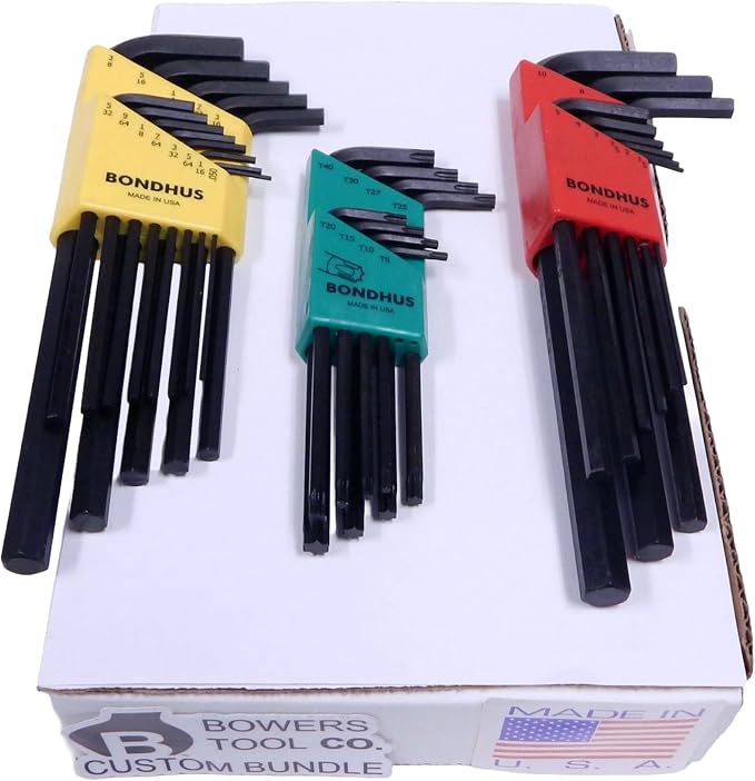 Bondhus 30pc Hex & Torx L Wrench Set Metric, SAE Standard Inch, Made in USA, 22199 and 31834