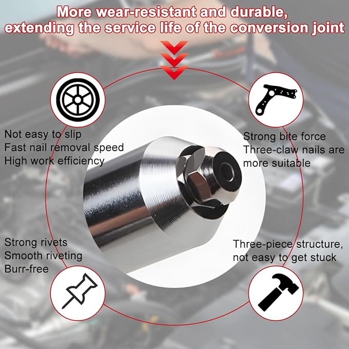 Car Rivet Gun Adapter, Alloy Steel Riveter Gun Adapter Kit with Handle Grip & 4 Rivet Head for Cordless Electric Power Drill, Pop Riveting Nut Tool Drill Attachment, Universal Fit