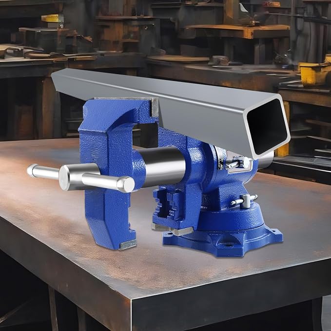 FATO 5” 360° Ductile Iron Bench Vise, 8800LB Force Blue
