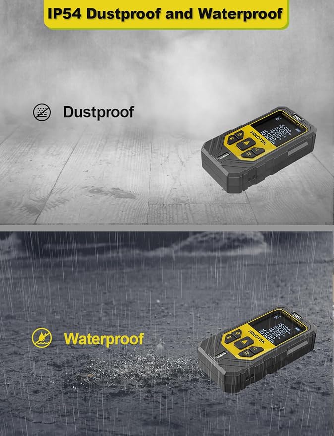 Laser Measure, NIKOTEK Laser Distance Meter with 2 Bubble Levels and LCD Backlit, for Pythagorean Mode, Measuring Distance, Area, Volume