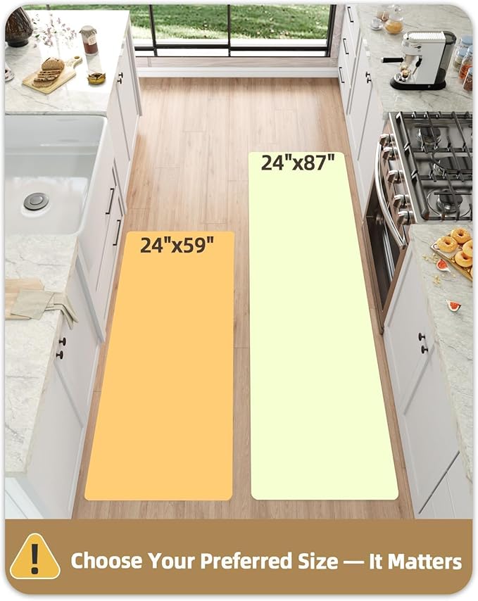 Color&Geometry Kitchen Floor Mats Anti Fatigue, Cushioned Boho Rugs,Waterproof Non Slip Kitchen Runner for Sink, Standing Mats for Office,24"x87",Beige(2.0 Version)